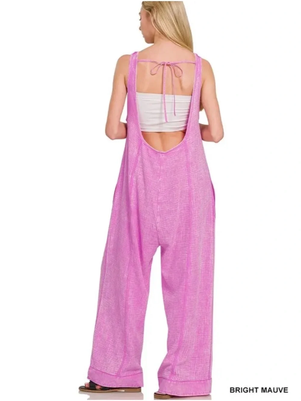 Zenana Ocean Blue Wide-Leg Overalls - Picture 4 of 5